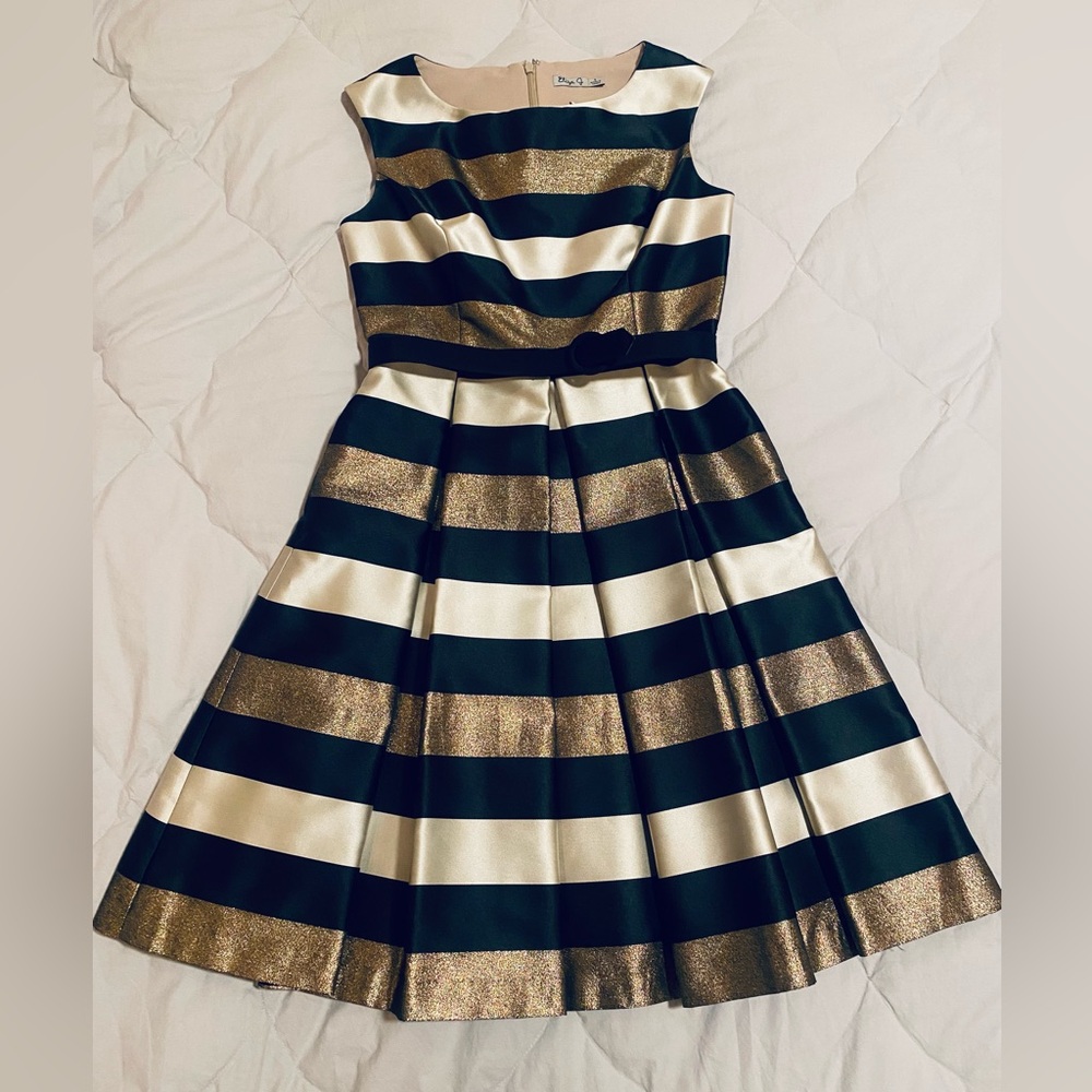 Eliza J Black and Gold Striped Dress